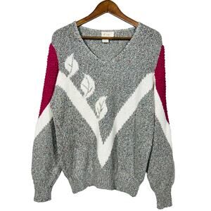 Vintage 80s Lady Lilly Wool Blend Sweater V Neck Long Sleeve - 42